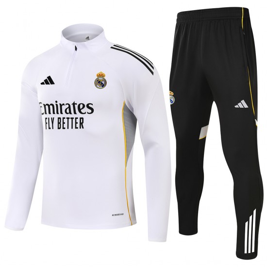 Real Madrid 1/4 Zipper Sweat Kit(Top+Pants) White 2025/26
