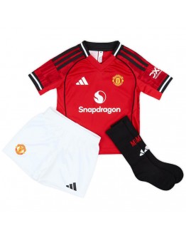 Kids Manchester United Home Jersey Full Kit 2025/26