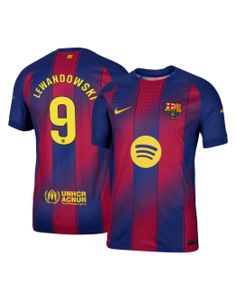 LEWANDOWSKI #9 Barcelona Home Match Jersey Player Version 2025/26
