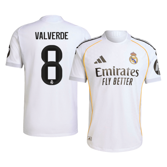 VALVERDE #8 Real Madrid Home Match Jersey Player Version 2025/26