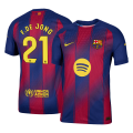 F.DE JONG #21 Barcelona Home Match Jersey Player Version 2025/26